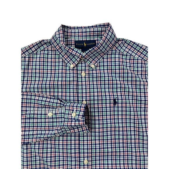 Ralph Lauren Boys‎ Dress Large (14-16) Plaid Logo Button-Down Long Sleeve Shirt - Picture 1 of 16